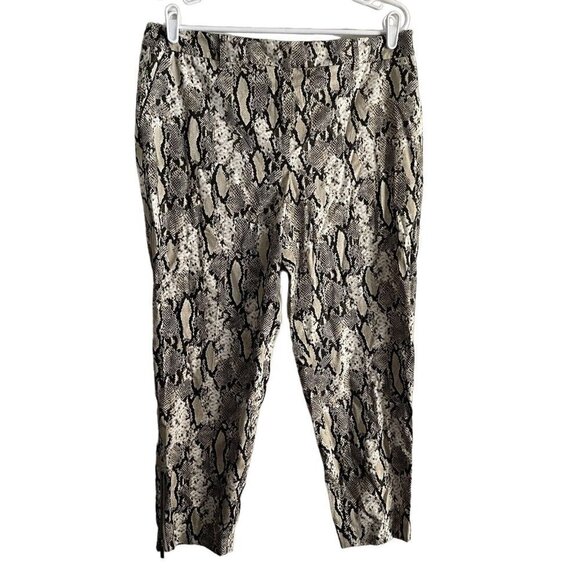 Jones New York Pants - Jones New York 14P Gold Black White Snakeskin Print Stretch Grace Ankle Pant